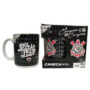 Caneca Porcelana 300ml Corinthians Frase Meu Coração é Preto e Branco Pai Presente Timão Futebol