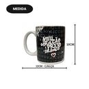Caneca Porcelana 300ml Corinthians Frase Meu Coração é Preto e Branco Pai Presente Timão Futebol