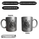 Caneca Prateada Corinthians Porcelana 300ml Timão Futebol Pai Presente Café Leite