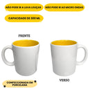 Caneca Porcelana 300Ml Fundo Colorido Azul Amarelo Preta Rosa Verde Café Chá Leite Presente