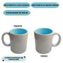 Caneca Porcelana 300Ml Fundo Colorido Azul Amarelo Preta Rosa Verde Café Chá Leite Presente