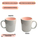 Caneca Porcelana 300Ml Fundo Colorido Azul Amarelo Preta Rosa Verde Café Chá Leite Presente