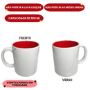 Caneca Porcelana 300Ml Fundo Colorido Azul Amarelo Preta Rosa Verde Café Chá Leite Presente