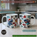 Caneca Porcelana Stitch Natalino Disney 300ml Resistente Café Chá Qualidade Presente Mãe Natal