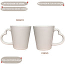 Caneca Com Alça de Coração 200ml Branca Love Presente Café Leite Chá Mãe Dia dos Namorados Clássica