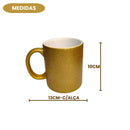 Caneca Dourada Porcelana 350ml Glitter Presente Café Chá Amiga Elegante Sofisticada Estilo Resistente