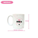 Caneca Porcelana 300ml Frase Dinda Linda Sempre Presente Café Leite Chá