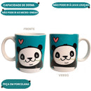 Caneca Panda Porcelana 300ml Café Leite Chá Presente Amiga Mãe Namorada Urso Charmosa Delicada Resistente Qualidade