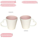 Caneca de Porcelana Branca 300ml com Interior Rosa Alça Coração Presente Love Café Chá Leite Dia dos Namorados Mãe