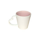 Caneca de Porcelana Branca 300ml com Interior Rosa Alça Coração Presente Love Café Chá Leite Dia dos Namorados Mãe