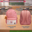 Kit Mochila De Costas e Estojo Duplo Rosa Capivara Fofinha Infantil Escolar Volta As Aulas Estilosa Estudos Clio