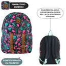 Mochila Costas Preto Azul Rosa Clio Estampa Tropical Escolar Juvenil Espaçosa Fashion Original