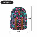 Mochila Costas Preto Azul Rosa Clio Estampa Tropical Escolar Juvenil Espaçosa Fashion Original