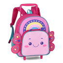 Mochila de Carrinho Abelhinha Borboleta Escolar Rodinha Infantil Menina Passeio Viagem Criança