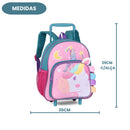 Mochila de Carrinho Unicórnio Rodinhas Infantil Menina Escolar Volta as Aulas Passeio Viagem