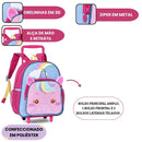 Mochila de Carrinho Unicórnio Rodinhas Infantil Menina Escolar Volta as Aulas Passeio Viagem