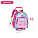 Mochila de Carrinho Unicórnio Rodinhas Infantil Menina Escolar Volta as Aulas Passeio Viagem