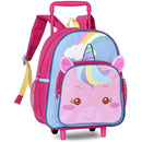 Mochila de Carrinho Unicórnio Rodinhas Infantil Menina Escolar Volta as Aulas Passeio Viagem