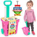Brinquedo Carrinho de Feira Alça Regulável Infantil Diversão Vermelho Rosa PakiToys Megalomania