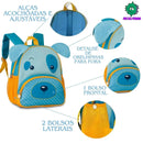 Kit Mochila de Costas Cachorrinho Azul Bolsa Mala Lancheira Térmica Duas Alças Infantil MAsculino Escolar Lanchinho Clio Megalomania