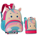 Kit Mochila de Carrinho Rodinha Unicórnio Lancheira Térmica Rosa Infantil Menina Feminina Criança Bebê Escolar Pets Clio Megalomania