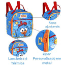 Kit Mochila de Carrinho Galinha Pintadinha Mala Bolsa Lancheira Térmica Duas Alças Infantil Escolar Clio Megalomania