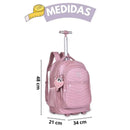 Mochila de Carrinho Mala Bolsa Bagagem Rosa Lilás Verde Rebecca Bonbon Escolar Juvenil Feminino Clio Megalomania