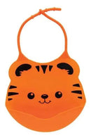 Babador de Silicone Com Pega Migalhas Laranja Tigrezinho Bebê Kids Buba Megalomania