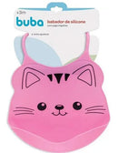 Babador de Silicone com Pega Migalhas Bebê Gatinho Rosa Kids Buba Megalomania