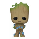 Boneco Funko Pop IAM GROOT GROOT W/GRUNDS 1194 Brinquedo Groot Presente Coleção Colecionável Criança Baby Groot Guardiões da Galáxia Marvel Studios Megalomania