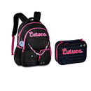KIT MOCHILA DE COSTAS LULUCA PRETO LU24611 + ESTOJO BOX LULUCA PRETO LU24612 Megalomania