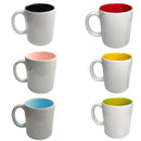 Caneca Porcelana 300Ml Fundo Colorido Azul Amarelo Preta Rosa Verde Café Chá Leite Presente