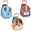 Mochila De Carrinho Cachorro Azul Vermelho e Laranja Rodinhas Infantil Meninos Unissex Menina Escola