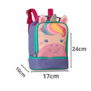 Kit Mochila de Carrinho Mala Bolsa Unicórnio Roxo Lancheira Térmica Duas Alças Lanchinho Escolar Feminino Meninas Clio Megalomania