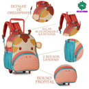 Mochila de Carrinho Rodinha Bolsa Infantil Menina Escolar Volta Aulas Pets Gato Girafa Vaca Clio Megalomania