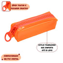 Estojo Simples Escolar PVC Cristal Color Neon Volta as Aulas Unissex Juvenil Ponto Criativo
