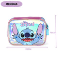 Kit Mochila De Costas e Estojo Box Stitch Disney Holográfico Roxo Escolar Infantil Volta As Aulas Estudos