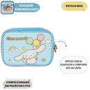 Kit Mochila De Costas e Estojo Box 100 Pens Amigos Da Hello Kitty Cinnamoroll Infantil Escolar Azul