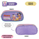 Kit Mochila De Costas e Estojo Simples Turma Da Mônica Amigas Inseparáveis Roxo Infantil Escolar Volta As Aulas