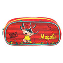 Estojo Simples Turma Da Mônica Magali Mônica Milena Vermelho Roxo 60 Pens Infantil Escolar Organizador Resistente