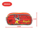 Estojo Simples Turma Da Mônica Magali Mônica Milena Vermelho Roxo 60 Pens Infantil Escolar Organizador Resistente