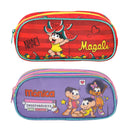 Estojo Simples Turma Da Mônica Magali Mônica Milena Vermelho Roxo 60 Pens Infantil Escolar Organizador Resistente