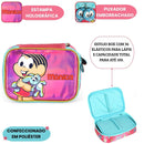 Kit Mochila De Costas e Estojo Box Turma Da Mônica Holográfico Pink Infantil Escolar Volta As Aulas Passeio Estudos Viagem