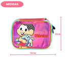 Kit Mochila De Costas e Estojo Box Turma Da Mônica Holográfico Pink Infantil Escolar Volta As Aulas Passeio Estudos Viagem