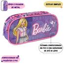 Estojo SImples Barbie Menina Infantil 50 Pens Volta as Aulas Matell Escolar Organizador Ponto Criativo