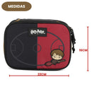 Kit Mochila De Costas e Estojo Box Preto 100 Pens Harry Potter Quadribol Volta As Aulas Estudos Passeio Viagem