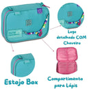 Estojo Box Rebecca Bonbon Miçangas Verde Claro Rosa Preto Roxo Juvenil Lápis Escolar Chaveiro Meninas Feminino Clio Megalomania