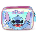 Kit Mochila De Costas e Estojo Box Stitch Disney Holográfico Roxo Escolar Infantil Volta As Aulas Estudos