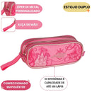Estojo Duplo Infantil Princesas Mágicas Escolar Menina Volta Aulas 100 pens Magia Encanto Castelo