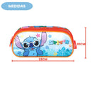 Kit Mochila De Costas e Estojo Duplo Stitch Disney Azul Lilo Stitch Escolar Infantil Volta As Aulas Resistente